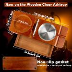 Wooden Cigar Ashtray and Whiskey Glass Set