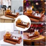 Wooden Cigar Ashtray and Whiskey Glass Set