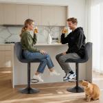 Adjustable Black Faux Leather Bar Stools - Set of 2