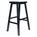 Black Solid Wood Saddle Seat Bar Stool - 29in