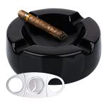 Stylish 8.5 Inch Black Ceramic Cigar Ashtray