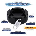Stylish 8.5 Inch Black Ceramic Cigar Ashtray