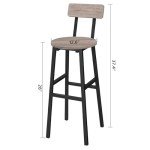 Set of 2 Round Bar Stools with Back
