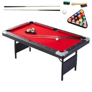 Portable Folding Pool Table with Accessories - Red