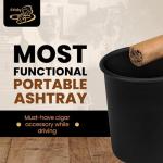 Cigar Car Ashtray with Spring Clip, Matte Black