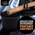 Cigar Car Ashtray with Spring Clip, Matte Black