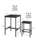 VASAGLE Square Bar Table and Stool Set