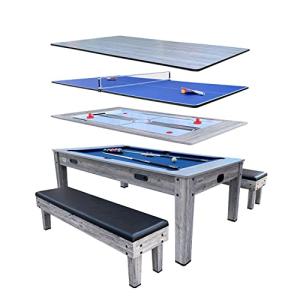 RACK 4-in-1 Swivel Pool Table with Benches