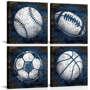 Navy Blue Sports Wall Art for Man Cave