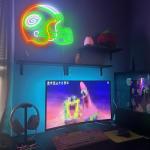 Green Football Helmet Neon LED Sign for Man Cave