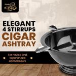 Windproof Stainless Steel Cigar Ashtray with Stirrups