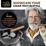 Windproof Stainless Steel Cigar Ashtray with Stirrups