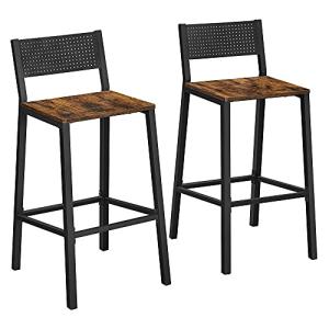 Set of 2 Rustic Bar Stools with Backrest