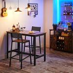 Set of 2 Rustic Bar Stools with Backrest