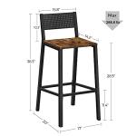 Set of 2 Rustic Bar Stools with Backrest