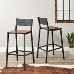 Set of 2 Rustic Bar Stools with Backrest