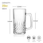 20oz Crystal Beer Mug Set of 2