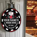 Custom Wooden Poker Club Sign for Man Cave
