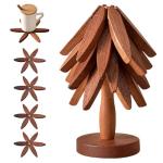 Tree-Shaped Wooden Trivet Set for Hot Dishes