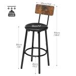 Rustic Brown PU Upholstered Bar Stools Set of 2