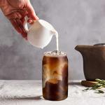 WISIMMALL 16oz Glass Cups with Bamboo Lids