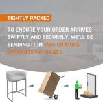 Set of 3 Modern Barrel Bar Stools - Beige