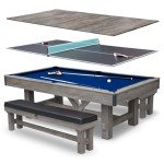 Rustic 7-ft Pool Table Combo Set with Benches