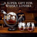 Globe Whiskey Decanter Set with Etched Glasses