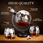Globe Whiskey Decanter Set with Etched Glasses