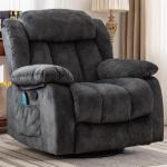 Comfy Grey Massage Swivel Rocker Recliner Chair