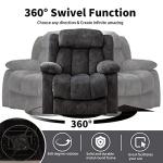 Comfy Grey Massage Swivel Rocker Recliner Chair