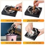 Metal Cigar Ashtray with Wood Base for Men