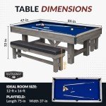 Rustic 7-ft Pool Table Combo Set with Benches