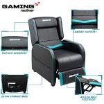Teal Blue Gaming Recliner Chair for Adults