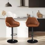 Set of 2 Adjustable PU Leather Bar Stools