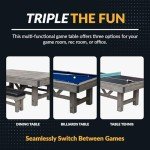 Rustic 7-ft Pool Table Combo Set with Benches