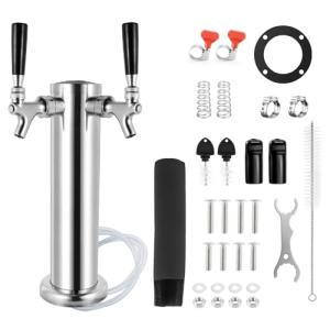 Stainless Steel Dual Tap Kegerator Tower Dispenser