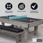 Rustic 7-ft Pool Table Combo Set with Benches