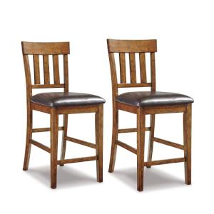 RaleHadd 26" Faux Leather Barstool Set, Brown