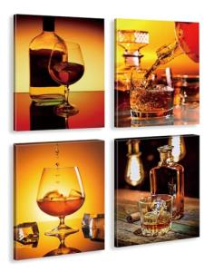Vintage Wine and Whiskey Wall Art Prints Set