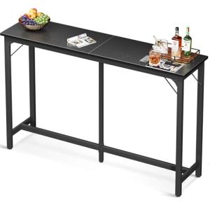 Black Bar Height Pub Table, 63 Inch Sturdy Design