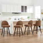 360° Swivel Faux Leather Bar Stools Set of 4