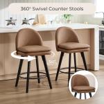 360° Swivel Faux Leather Bar Stools Set of 4