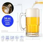 Large Glass Beer Mugs - Set of 2