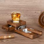 Whiskey Glass Tray & Cigar Ashtray Set