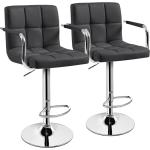 Adjustable Grey Swivel Bar Stools Set of 2