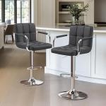 Adjustable Grey Swivel Bar Stools Set of 2