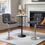 Adjustable Grey Swivel Bar Stools Set of 2