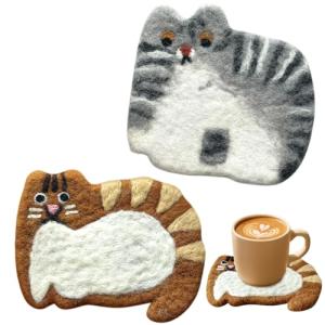 Cute Wool Cat Coasters - Set of 2