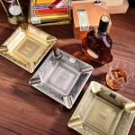 Large Yellow Metal 4-Slot Cigar Ashtray